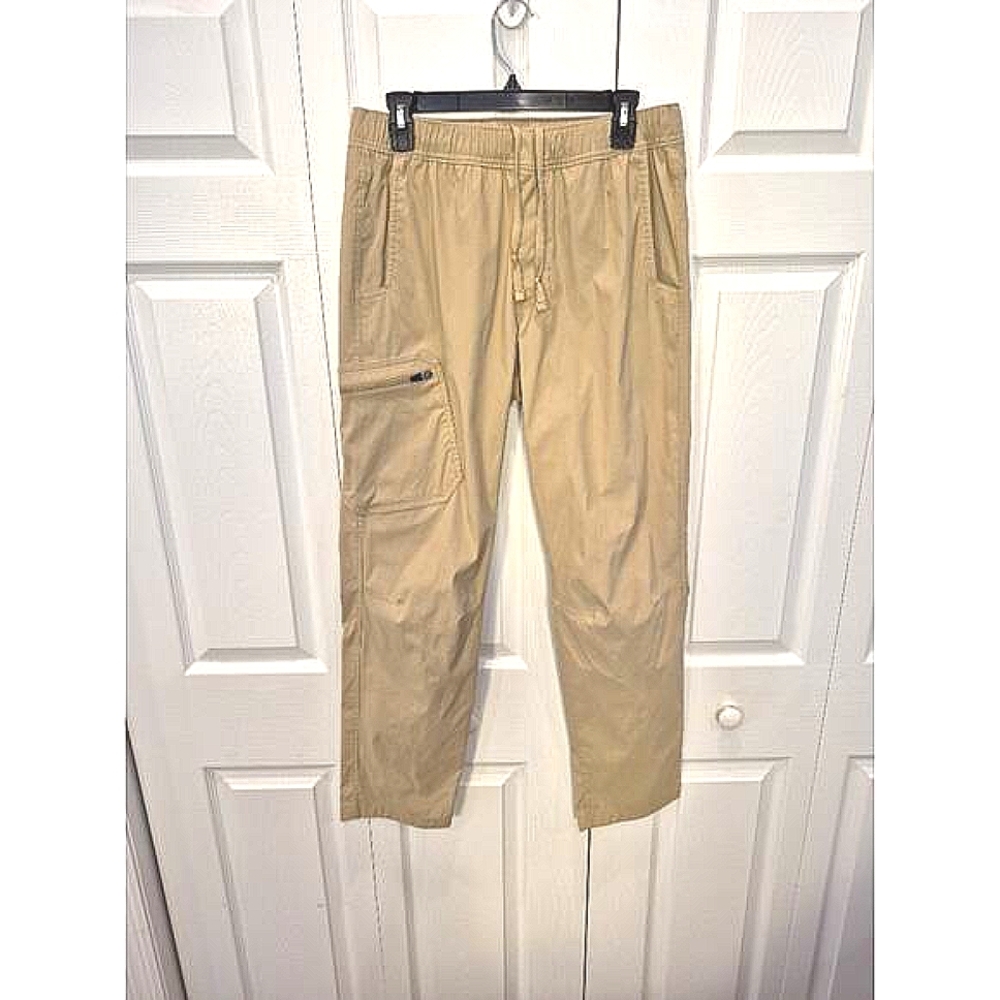 Eddie Bauer Pants Mens 40x32 Tan Zipper Cargo Pocket Hiking Nylon Stretch